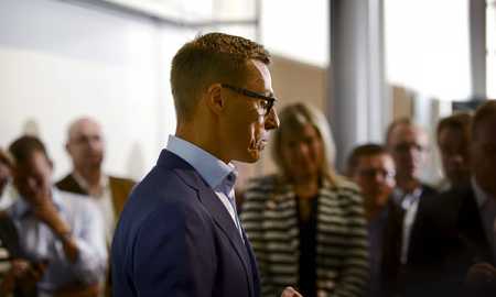 Chairman of the Conservative Party, Prime Minister Alexander Stubb at the parliamentary group meeting of the party in Vantaa, on Tuesday. Photo- Lehtikuva.