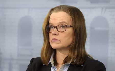 Senior official of the Ministry of the Interior Päivi Nerg at a press conference of the ministry in Helsinki on Saturday. Photo Lehtikuva.